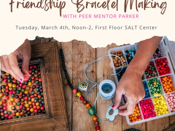 Flyer for friendship bracelet making event