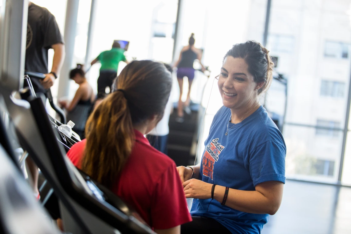 Students chatting at the Rec Center