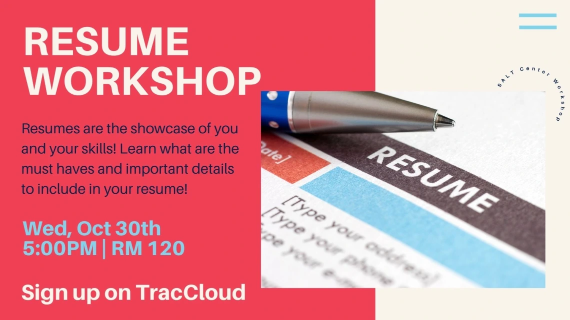 Flyer for RESUME  WORKSHOP