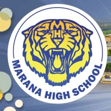 Marana high school campus and logo